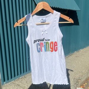 Proud to be cringe tank with ruffle hem
